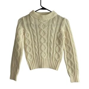 Vintage JcPenney Cable Knit Sweater Chunky Boys 8-10 Ivory